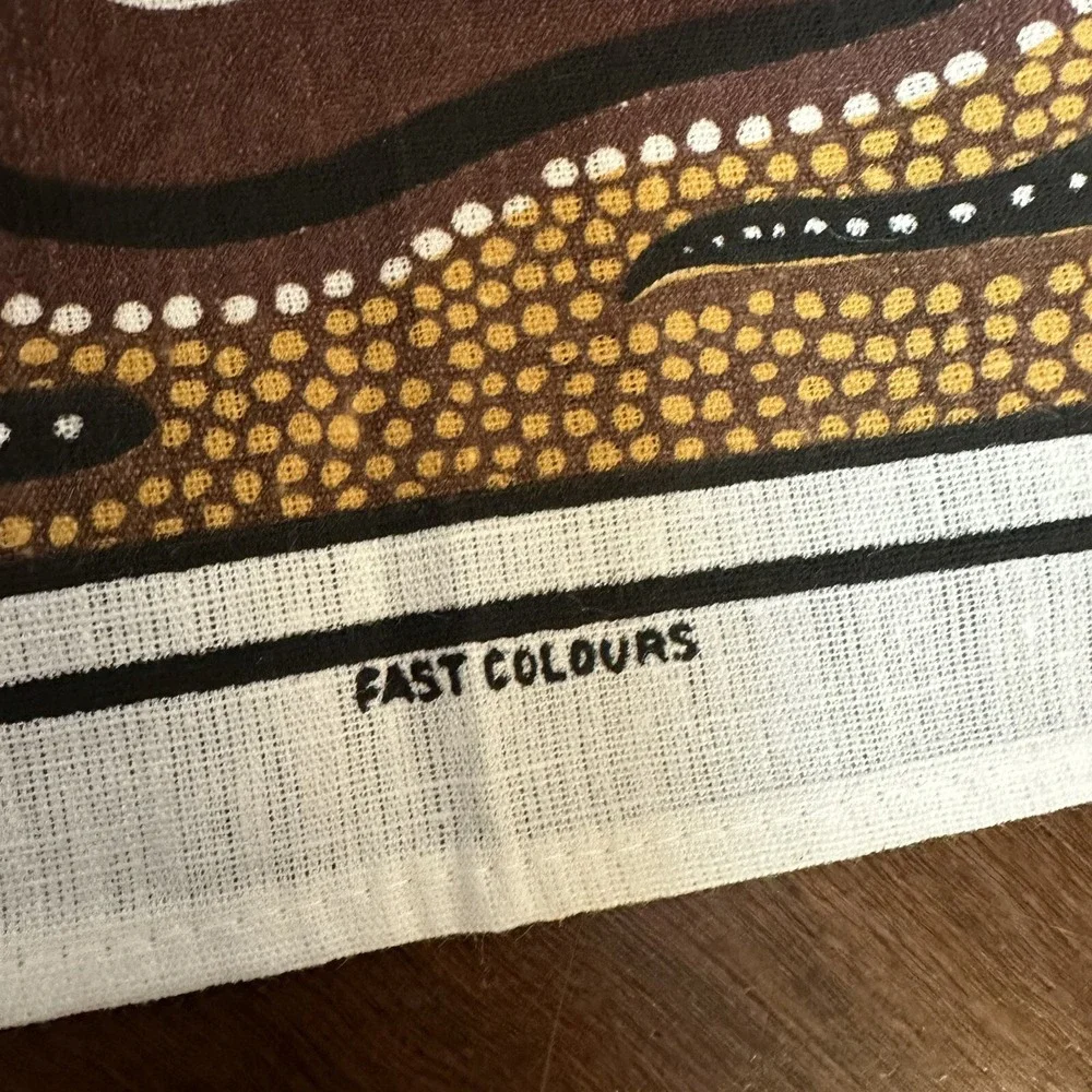 Vintage Fast Colours Linen Tea Towel Wall Hanging Australia Aboriginal Art